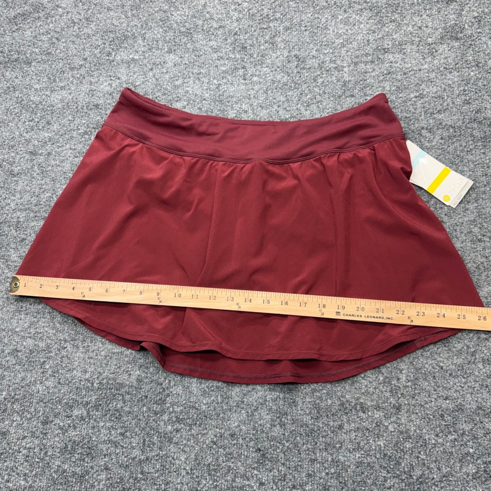 Zella Womens XL Burgundy Spice Active Skort Built-in Shorts Zipper Pocket NEW - Picture 4 of 8